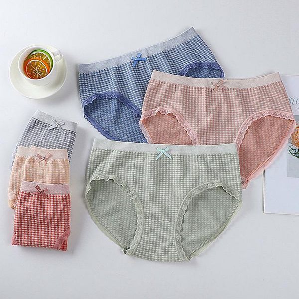 women's panties 1pcs underwear cotton panty female underpants plaid intimates women lingerie ruffles bowknot fashion, Black;pink
women's panties 1pcs underwear cotton panty female underpants plaid intimates women lingerie ruffles bowknot fashion, Black;pink