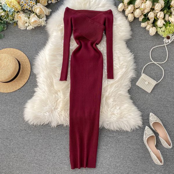 slash neck knitted dress women off shoulder cross elastic warm dress autumn winter fashion sweater bodycon dress, Black;gray
slash neck knitted dress women off shoulder cross elastic warm dress autumn winter fashion sweater bodycon dress, Black;gray