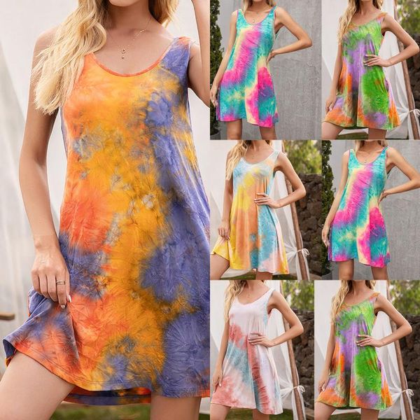 casual dresses women o-neck sleeveless tie-dye printing beach ladies fashion summer loose pockets vest sling mini dress robe été, Black;gray
casual dresses women o-neck sleeveless tie-dye printing beach ladies fashion summer loose pockets vest sling mini dress robe été, Black;gray