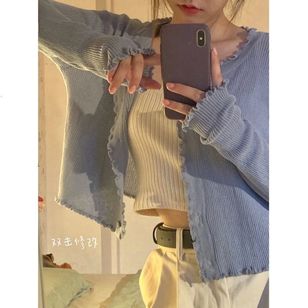 2021 new korean-style thin loose early short knitted cardigan spring and autumn long-sleeved coat women 1ld8, White;black
2021 new korean-style thin loose early short knitted cardigan spring and autumn long-sleeved coat women 1ld8, White;black