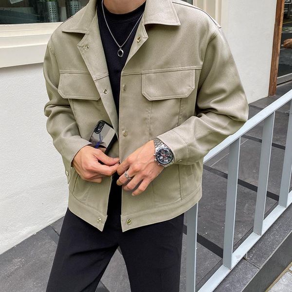 men's jackets 2021 autumn short style korean fashion casual lapel coats single breasted workwear clothing tide, Black;brown
men's jackets 2021 autumn short style korean fashion casual lapel coats single breasted workwear clothing tide, Black;brown
