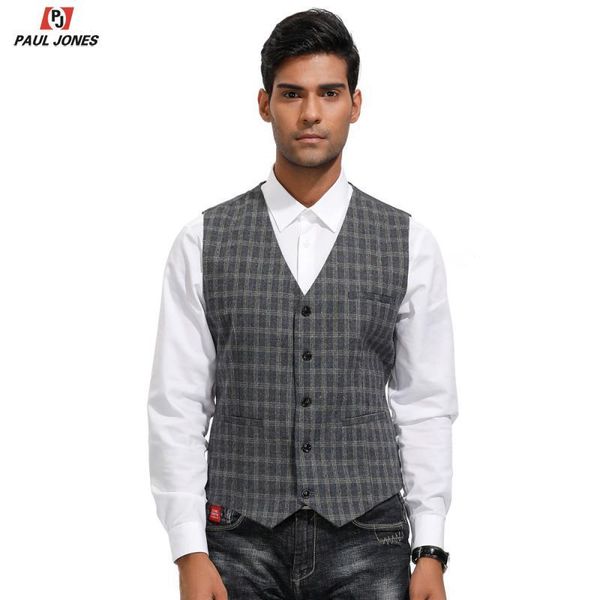 men's vests jones men plaid tweed suit vest v-neck slim fit wool blend waistcoat single breasted handkerchief hem sleeveless jacket ves, Black;white
men's vests jones men plaid tweed suit vest v-neck slim fit wool blend waistcoat single breasted handkerchief hem sleeveless jacket ves, Black;white