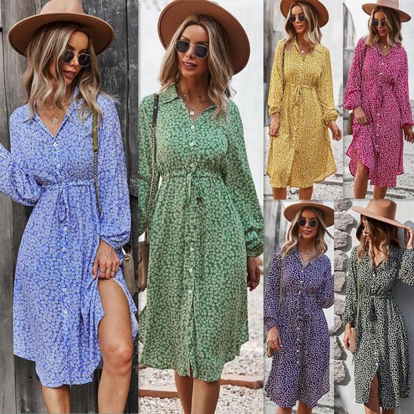 casual dresses 2021 autumn bandage dress women long sleeve button floral print for woman holiday style, Black;gray
casual dresses 2021 autumn bandage dress women long sleeve button floral print for woman holiday style, Black;gray
