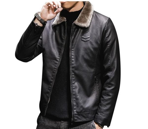 new thick leather coats men's winter plus fleece male pu leather jacket fashion faux fur collar windproof warm mens clothing, Black;brown
new thick leather coats men's winter plus fleece male pu leather jacket fashion faux fur collar windproof warm mens clothing, Black;brown