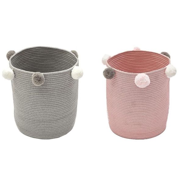 storage baskets 2pcs nordic cotton rope woven with pompom large dirty clothes laundry basket toy storage,gray & pink
storage baskets 2pcs nordic cotton rope woven with pompom large dirty clothes laundry basket toy storage,gray & pink