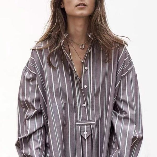 women's blouses & shirts stripped buttons graphic blouse woman autumn long sleeve round collar cotton femme casual elegant chemise boho, White
women's blouses & shirts stripped buttons graphic blouse woman autumn long sleeve round collar cotton femme casual elegant chemise boho, White