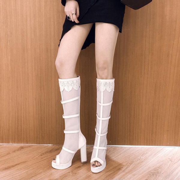 boots women's mid calf fish mouth thick bottom female shoes fashion hollow out women booties platform ladies mesh botas, Black
boots women's mid calf fish mouth thick bottom female shoes fashion hollow out women booties platform ladies mesh botas, Black