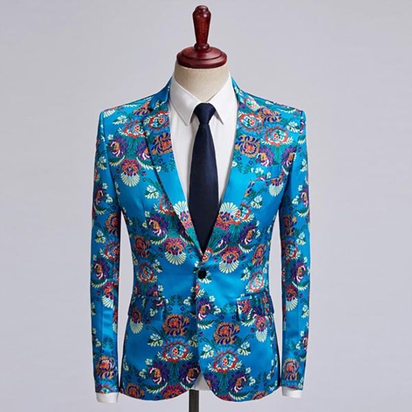 men's suits & blazers fashion wedding lake blue flower printed suit men slim fit set formal singer costume casual night party bar, White;black
men's suits & blazers fashion wedding lake blue flower printed suit men slim fit set formal singer costume casual night party bar, White;black