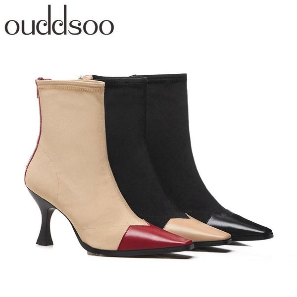 boots ankle zipper mixed color pointed toe heels ladies genuine leather for women shoes red, Black
boots ankle zipper mixed color pointed toe heels ladies genuine leather for women shoes red, Black