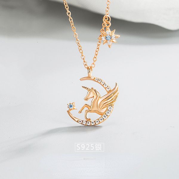 

ravishing 925sliver unicorn lucky necklace necklace for charming women sightly young ladies pendant 2021 trends jewelry gift christmas, Silver