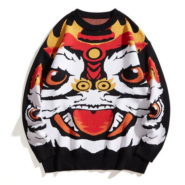 men's sweaters 2021 brand clothing arrival chinese style autumn and winter loose sweater fashion lion print casual ins couple pullovers, White;black
men's sweaters 2021 brand clothing arrival chinese style autumn and winter loose sweater fashion lion print casual ins couple pullovers, White;black
