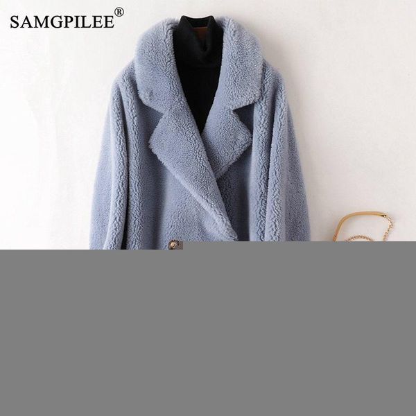 women's fur & faux fashion australian wool real coats thick warm elegant loose large size long sheep outwear 2021 winter, Black
women's fur & faux fashion australian wool real coats thick warm elegant loose large size long sheep outwear 2021 winter, Black