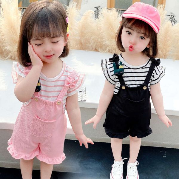 girls' fashion striped short sleeve t-shirt infant summer backpack shorts 2-piece children's wear, Blue
girls' fashion striped short sleeve t-shirt infant summer backpack shorts 2-piece children's wear, Blue