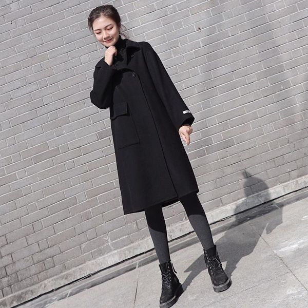 women's wool & blends vintage women autumn winter thickened woolen coat female casual loose long sleeve jacket outerwear office lady el, Black
women's wool & blends vintage women autumn winter thickened woolen coat female casual loose long sleeve jacket outerwear office lady el, Black