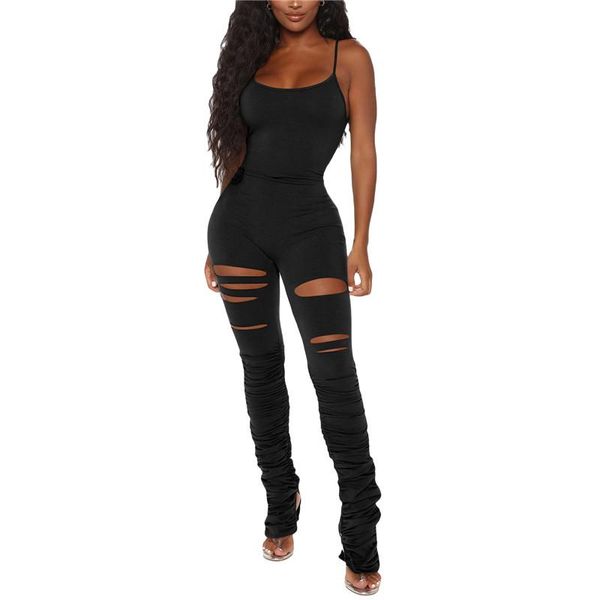 women's jumpsuits & rompers imcute holes hollow out 2021 women sleeveless strap one-piece streetwear black stacked pants destroyed romp, Black;white
women's jumpsuits & rompers imcute holes hollow out 2021 women sleeveless strap one-piece streetwear black stacked pants destroyed romp, Black;white