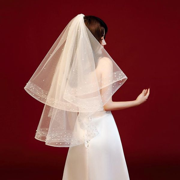 bridal veils white color beaded wedding short bride veil with stretch mesh tulle accessories for women party ho1529, Black
bridal veils white color beaded wedding short bride veil with stretch mesh tulle accessories for women party ho1529, Black