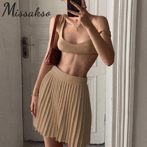 missakso knitted sleeveless crop high waisted mini pleated skirt streetwear summer women khaki black two piece set 210625, White
missakso knitted sleeveless crop high waisted mini pleated skirt streetwear summer women khaki black two piece set 210625, White