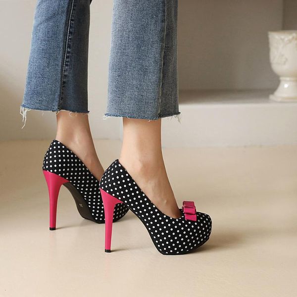 dress shoes super high heels women platform pumps polka dot bow party woman elegant wedding female 12cm stilettos, Black
dress shoes super high heels women platform pumps polka dot bow party woman elegant wedding female 12cm stilettos, Black