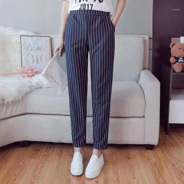 women's pants & capris casual trousers women 2021 spring summer korean striped elastic waist pencil black gray blue pantalon femme, Black;white
women's pants & capris casual trousers women 2021 spring summer korean striped elastic waist pencil black gray blue pantalon femme, Black;white