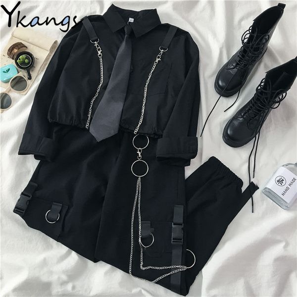 2021 female student loose tie shirt sportswear women high waist belt cargo pants fashion harajuku streetwear two-piece suit set igbu, Gray
2021 female student loose tie shirt sportswear women high waist belt cargo pants fashion harajuku streetwear two-piece suit set igbu, Gray