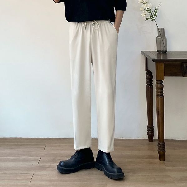 men's pants summer thin casual fashion solid color drawstring straight men korean loose formal suit mens dress 0vtd, Black
men's pants summer thin casual fashion solid color drawstring straight men korean loose formal suit mens dress 0vtd, Black