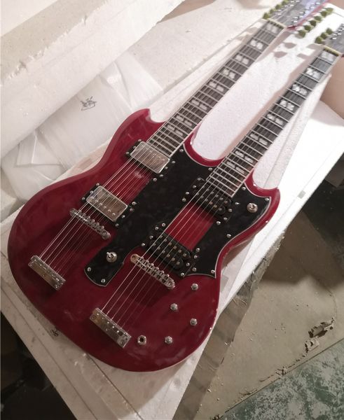 factory in stock wine red double neck electric guitar with chrome hardwares,6+12 strings,rosewood fretboard
factory in stock wine red double neck electric guitar with chrome hardwares,6+12 strings,rosewood fretboard