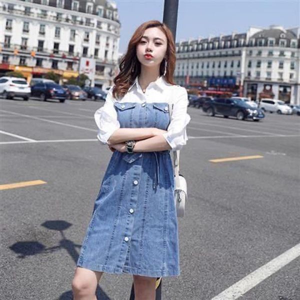 casual dresses 2021 spring and autumn women denim dress chiffon shirt stitching clothing white blue, Black;gray
casual dresses 2021 spring and autumn women denim dress chiffon shirt stitching clothing white blue, Black;gray