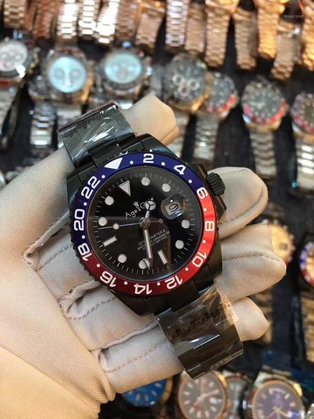 luxury men automatic mechanical watches full black blue ceramic bezel gmt stainless steel sapphire glass watch + wristwatches, Slivery;brown
luxury men automatic mechanical watches full black blue ceramic bezel gmt stainless steel sapphire glass watch + wristwatches, Slivery;brown