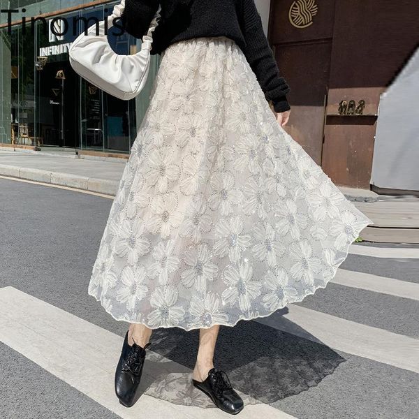 tinomiswa new korean high waist skirt women flower pattern a line mid calf high waist skirts female 2021 new fashion faldas, Black 
tinomiswa new korean high waist skirt women flower pattern a line mid calf high waist skirts female 2021 new fashion faldas, Black