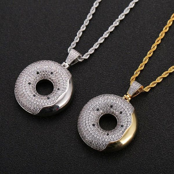 pendant necklaces hip hop donut necklace for men iced out cubic zircon rapper jewelry with rope chain christmas gifts, Silver
pendant necklaces hip hop donut necklace for men iced out cubic zircon rapper jewelry with rope chain christmas gifts, Silver