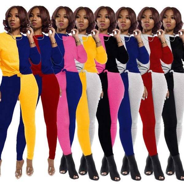 women's two piece pants patchwork outfits women casual long sleeve t shirt tracksuit fall clothing matching sets, White
women's two piece pants patchwork outfits women casual long sleeve t shirt tracksuit fall clothing matching sets, White
