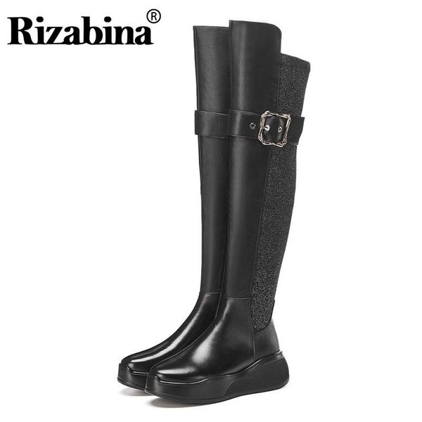 boots rizabina thick bottom genuine leather thigh high for women buckle round toe over the knee shoes size 34-39, Black
boots rizabina thick bottom genuine leather thigh high for women buckle round toe over the knee shoes size 34-39, Black