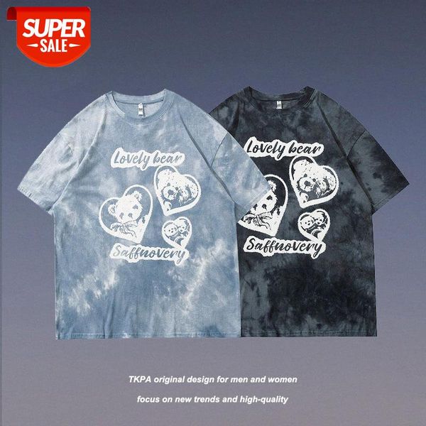t shirt original trend love bear tie-dye short-sleeved men and women couples same style japanese street retro tee #m28r, White;black
t shirt original trend love bear tie-dye short-sleeved men and women couples same style japanese street retro tee #m28r, White;black