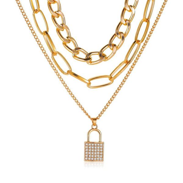 chain necklace jewelry micro inlaid lock shape metal thickened long necklace for women chain on the neck, Silver
chain necklace jewelry micro inlaid lock shape metal thickened long necklace for women chain on the neck, Silver