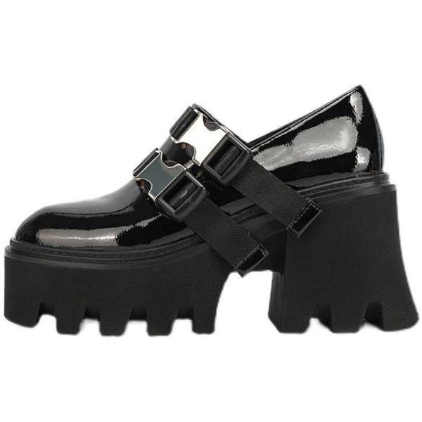 dress shoes round toe high heels waterproof ladies party fashion women's thick heel elegant buckle, Black
dress shoes round toe high heels waterproof ladies party fashion women's thick heel elegant buckle, Black