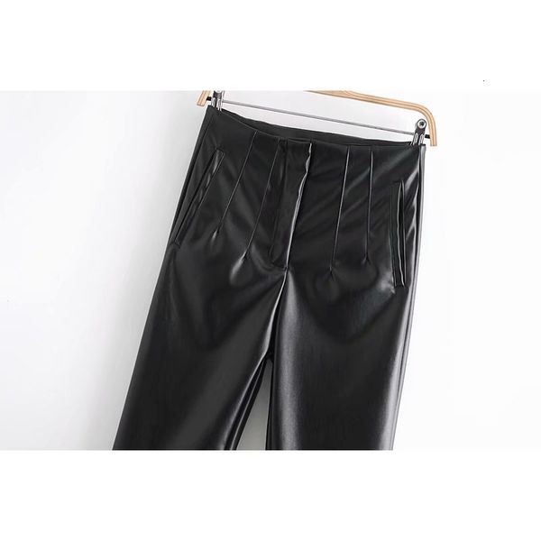 2021 new woman pu leather high waist straight pants fleece trosuers female autumn winter clothes w1x5, Black;white
2021 new woman pu leather high waist straight pants fleece trosuers female autumn winter clothes w1x5, Black;white