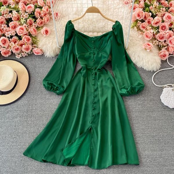 casual dresses autumn 2021 french court style bubble sleeve square neck split dress elegant celebrity large swing, Black;gray
casual dresses autumn 2021 french court style bubble sleeve square neck split dress elegant celebrity large swing, Black;gray