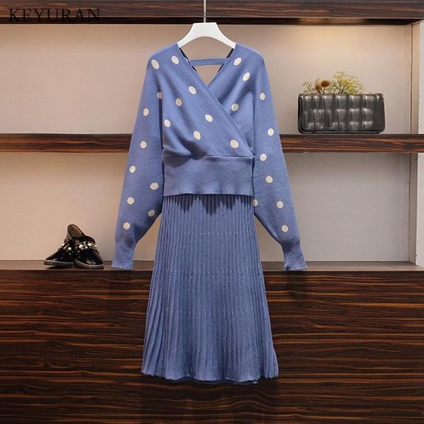 two piece dress oversize fall winter knitted set clothes women dot bow long sleeve pullover sweater & elastic waist pleated skirt suit, White
two piece dress oversize fall winter knitted set clothes women dot bow long sleeve pullover sweater & elastic waist pleated skirt suit, White