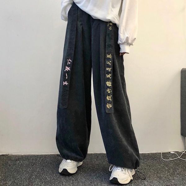 women's pants & capris letter high waist straight button loose clothing moda feminina vintage japan spring fall winter sweat, Black;white
women's pants & capris letter high waist straight button loose clothing moda feminina vintage japan spring fall winter sweat, Black;white