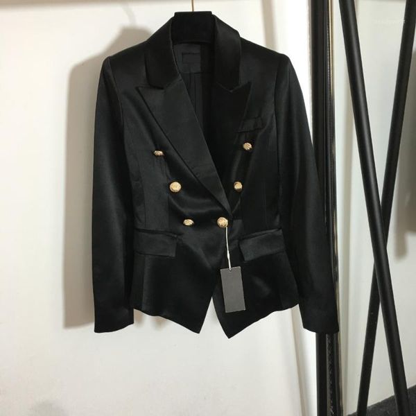 women's suits & blazers 2021 autumn brand high-end temperament lion's head double-breasted slim and versatile long-sleeved blazer, White;black
women's suits & blazers 2021 autumn brand high-end temperament lion's head double-breasted slim and versatile long-sleeved blazer, White;black