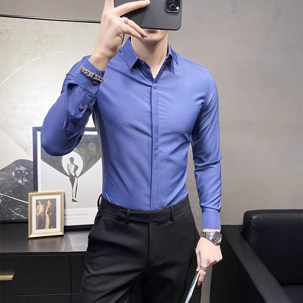men's dress shirts solid gentlemen business formal wear long sleeve for men clothing 2021 slim fit casual office blouse homme, White;black
men's dress shirts solid gentlemen business formal wear long sleeve for men clothing 2021 slim fit casual office blouse homme, White;black