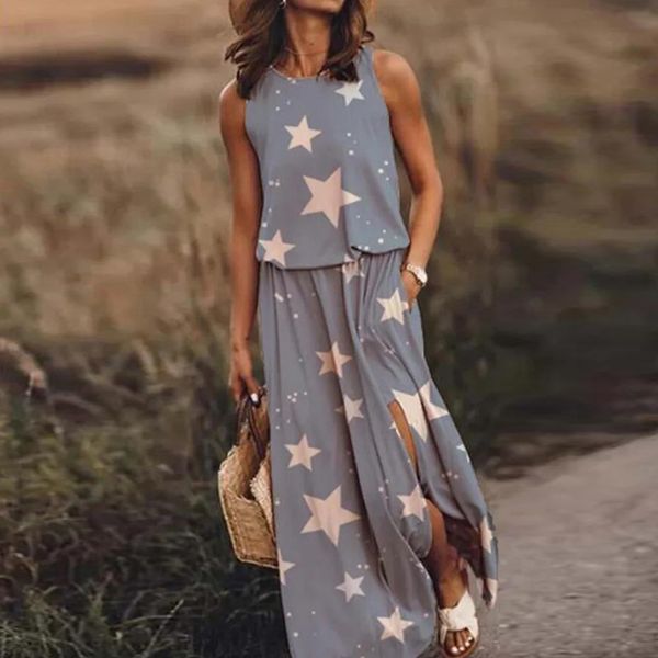 2021 new casual women polka dot long summer sleeveless o-neck party es vintage split beach maxi vestidos 5w82, Black;gray
2021 new casual women polka dot long summer sleeveless o-neck party es vintage split beach maxi vestidos 5w82, Black;gray