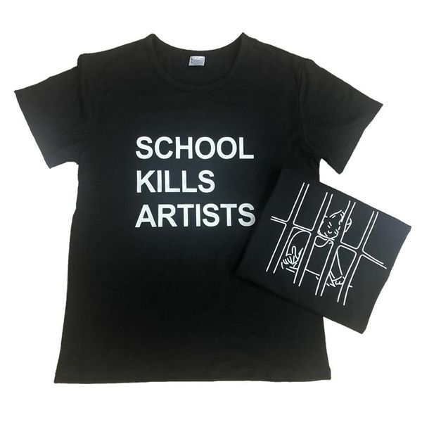 women's t-shirt school kills artists double funny letter slogan grunge 90s youth cool aesthetic quote art shirts tees, White
women's t-shirt school kills artists double funny letter slogan grunge 90s youth cool aesthetic quote art shirts tees, White