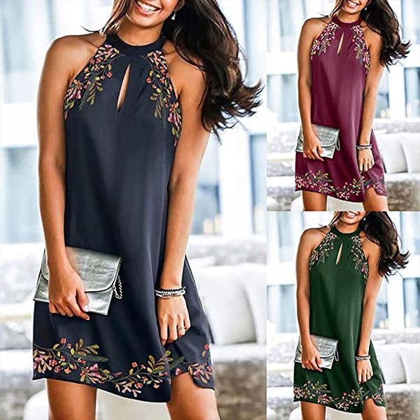 summer casual fashion metal womens dresses hanging neck print sleeveless plus size, Black;gray
summer casual fashion metal womens dresses hanging neck print sleeveless plus size, Black;gray