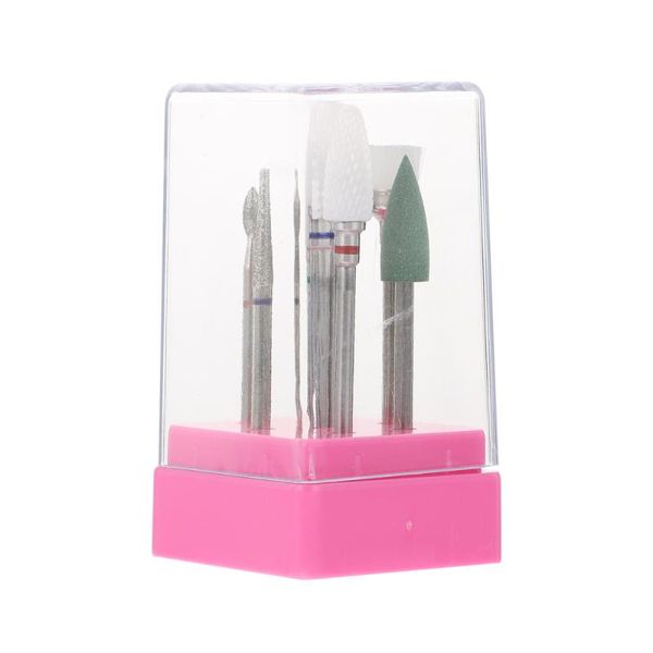 nail art equipment 7pcs file bits tools for acrylic nails polish removal with storage case, Silver