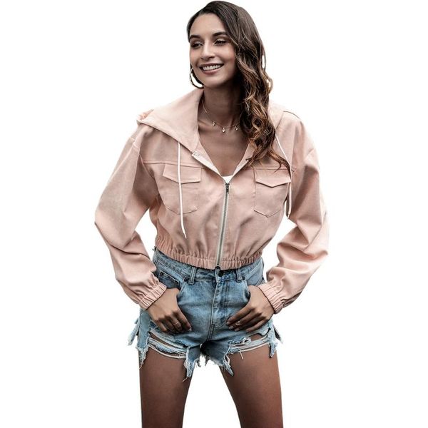 women's jackets 2021 women autumn long sleeve full zip up cropped jacket drawstring hoodie crop solid color slim outwear coat with pock, Black;brown
women's jackets 2021 women autumn long sleeve full zip up cropped jacket drawstring hoodie crop solid color slim outwear coat with pock, Black;brown
