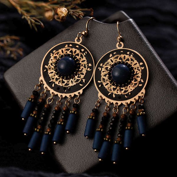 ethnic vintage boho big blue long tassel dangle drop earrings for women fashion button indian jewelry poison accessories ornament, Golden
ethnic vintage boho big blue long tassel dangle drop earrings for women fashion button indian jewelry poison accessories ornament, Golden