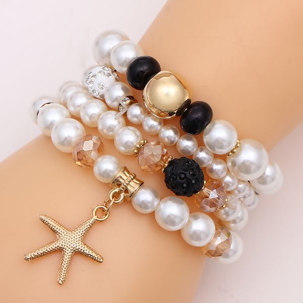 simulated pearl beaded bracelets for women golden starfish pendant charms bracelet set bohemia summer jewelry gifts, Golden;silver
simulated pearl beaded bracelets for women golden starfish pendant charms bracelet set bohemia summer jewelry gifts, Golden;silver