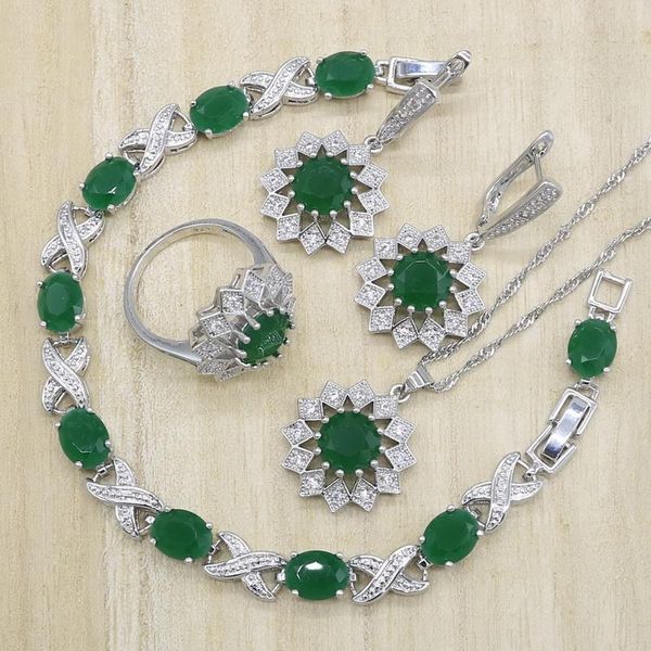 earrings & necklace noble silver color wedding jewelry sets for women green cubic zirconia pendant rings bracelet gift box
earrings & necklace noble silver color wedding jewelry sets for women green cubic zirconia pendant rings bracelet gift box