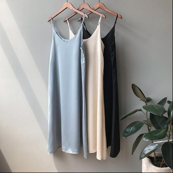 spring 2021 woman tank dress casual satin camisole elastic female home beach dresses drop shipping, Black;gray
spring 2021 woman tank dress casual satin camisole elastic female home beach dresses drop shipping, Black;gray